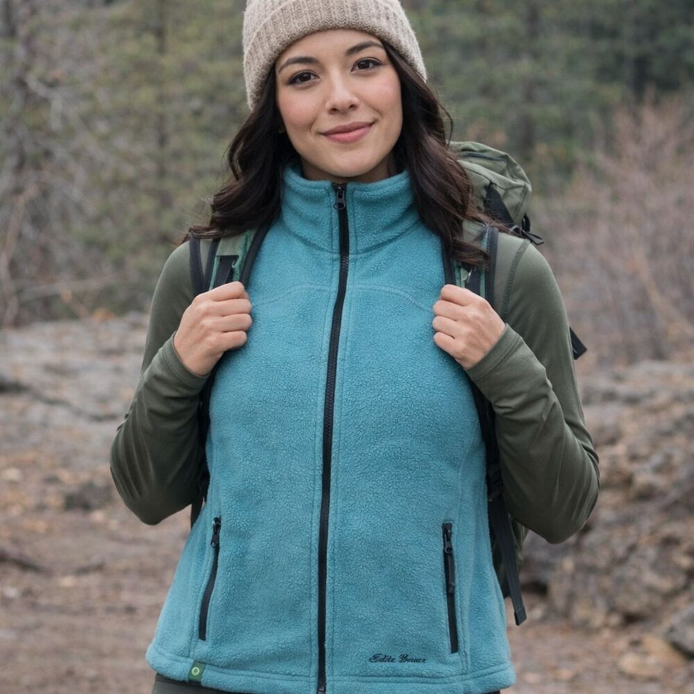 Eddie Bauer Teal Blue Polartec Fleece Vest XS but Runs Big